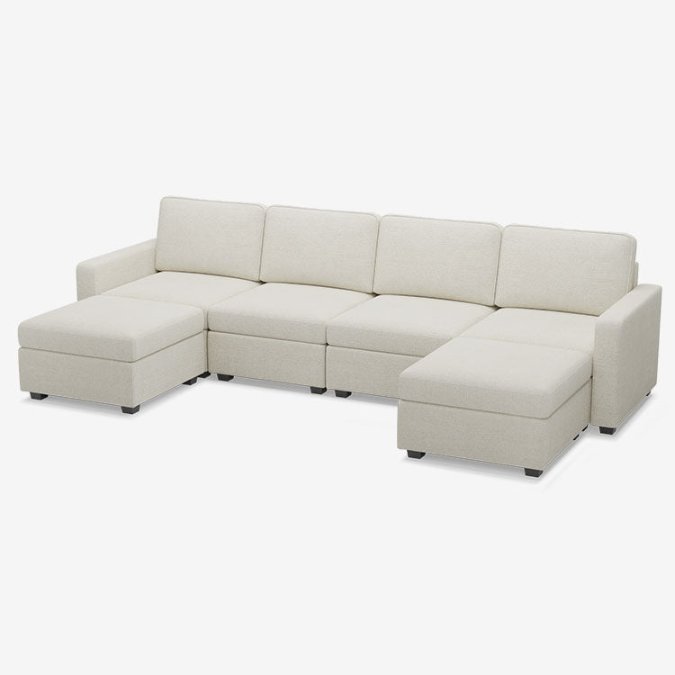 Belffin 6 Seats + 6 Sides Oversized Modular Chenille Cloud Sofa with Large Storage Seat