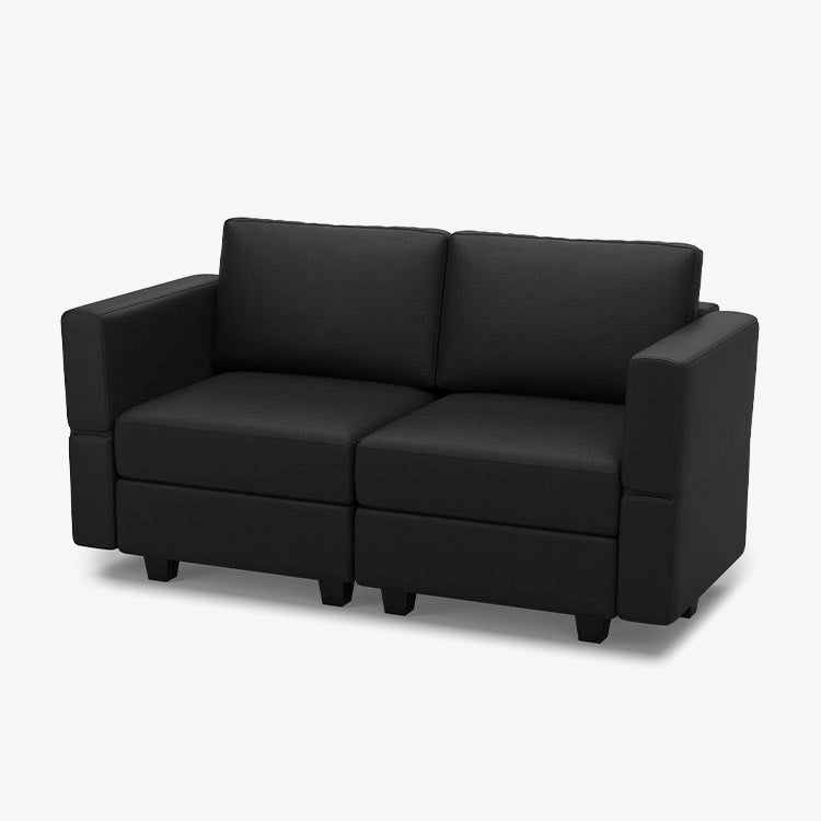 Belffin 2 Seats + 4 Sides Modular Leather Loveseat Sofa with Storage Seat