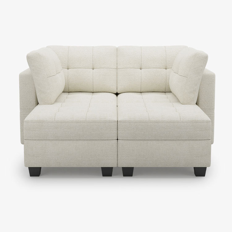 Belffin 4 Seats + 4 Sides Modular Sleeper Chenille Tufted Sofa with Storage Seat