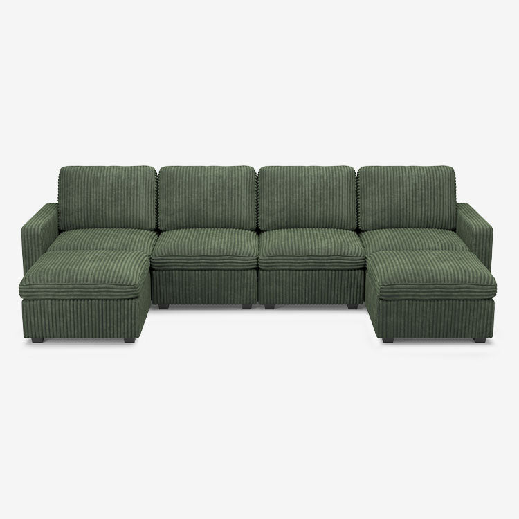 Belffin 6 Seats + 6 Sides Oversized Modular Wide-Ribbed Corduroy Sofa with Large Storage Seat