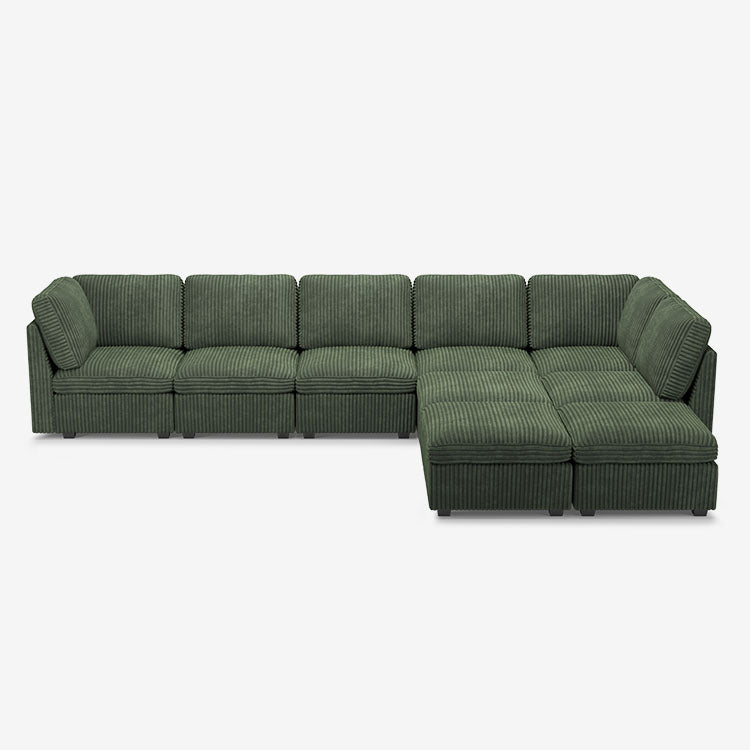 Belffin 9 Seats + 8 Sides Oversized Modular Wide-Ribbed Corduroy Sofa with Large Storage Ottoman