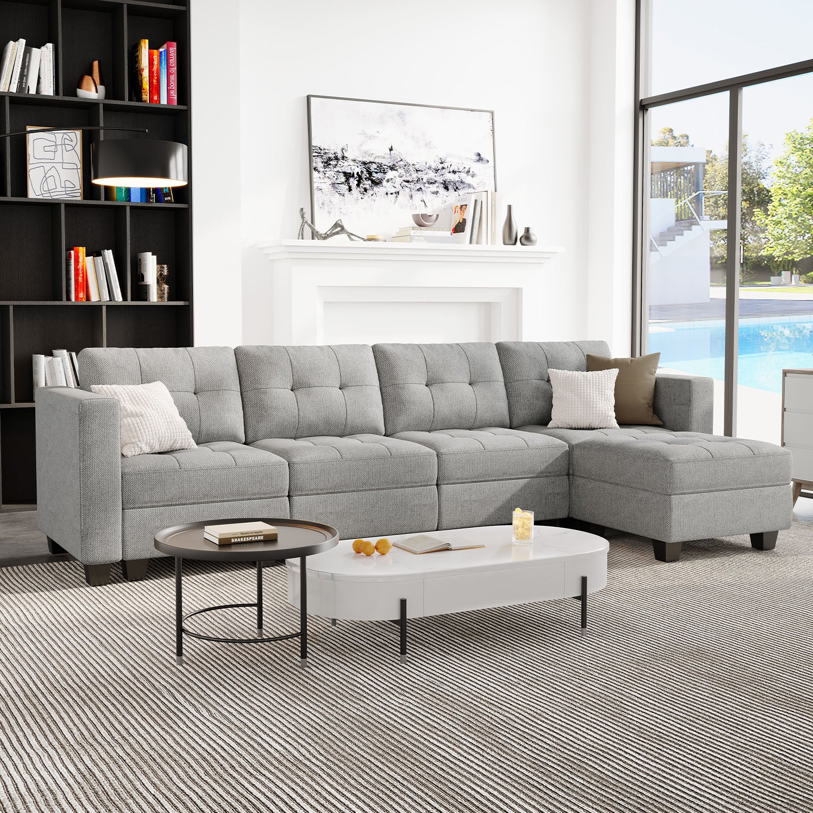 Belffin 5 Seats + 6 Sides Modular Weave Sofa with Storage Seat