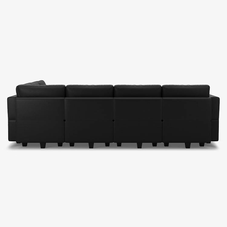 Belffin 7 Seats + 9 Sides Modular Leather Sofa with Storage Ottoman