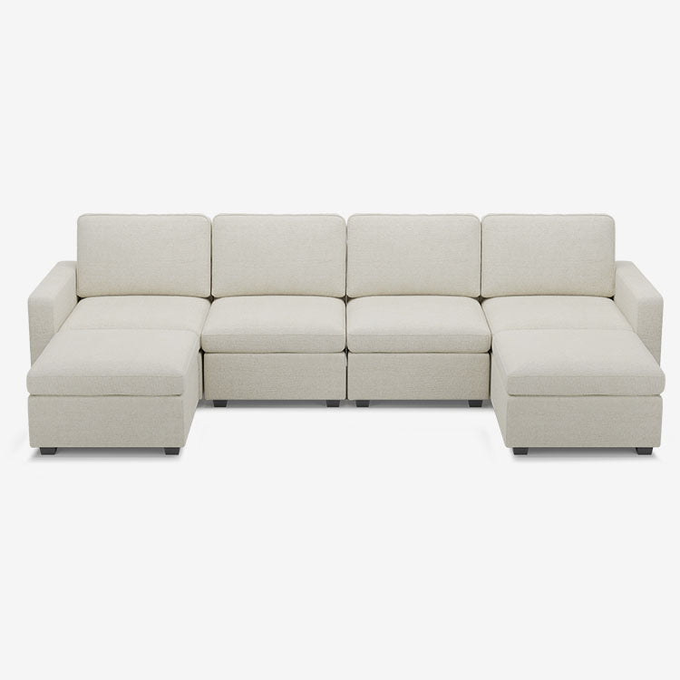 Belffin 6 Seats + 6 Sides Oversized Modular Chenille Cloud Sofa with Large Storage Seat