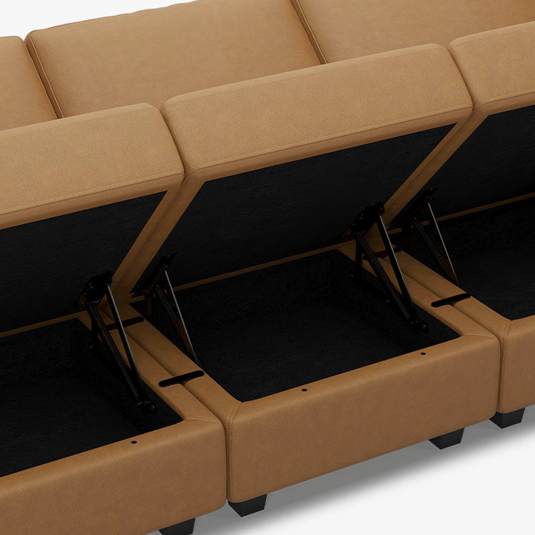 Belffin 9 Seats + 8 Sides Modular Leather Sofa with Storage Seat