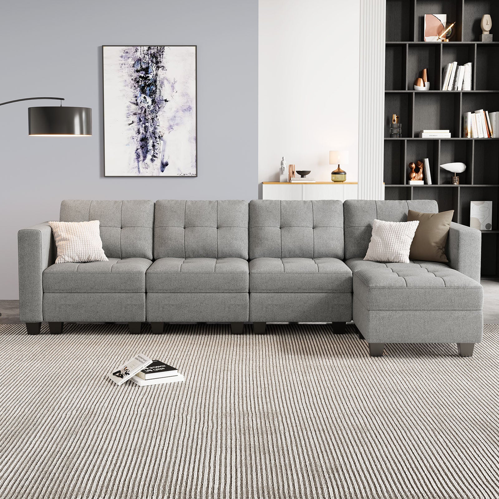 Belffin 5 Seats + 6 Sides Modular Weave Sofa with Storage Seat