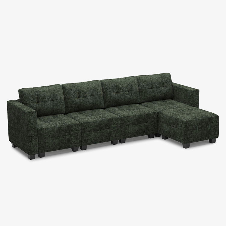 Belffin 5 Seats + 6 Sides Modular Chenille Tufted Sofa with Storage Seat