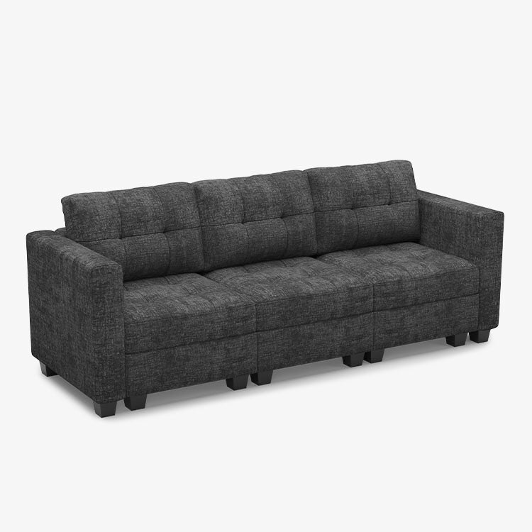 Belffin 3 Seats + 5 Sides Modular Chenille Tufted Sofa with Storage Seat