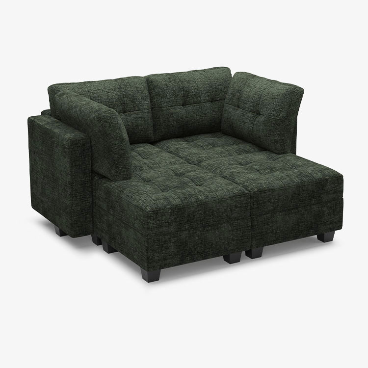 Belffin 4 Seats + 4 Sides Modular Sleeper Chenille Tufted Sofa with Storage Seat