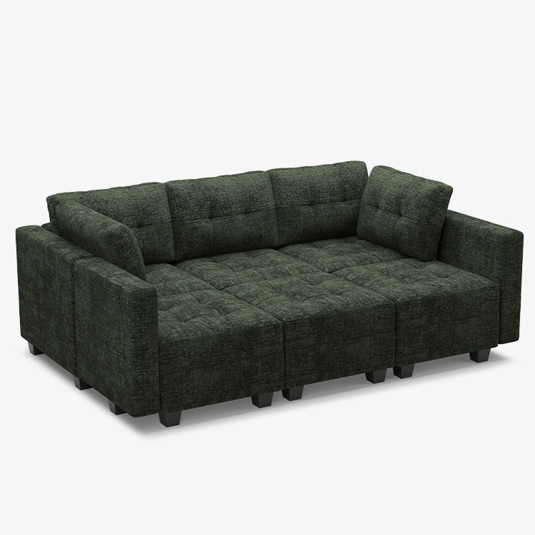 Belffin 6 Seats + 7 Sides Modular Chenille Tufted Sleeper Sofa with Storage Seat