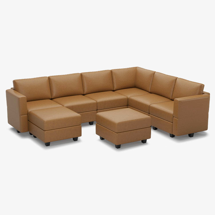 Belffin 7 Seats + 9 Sides Modular Leather Sofa with Storage Ottoman