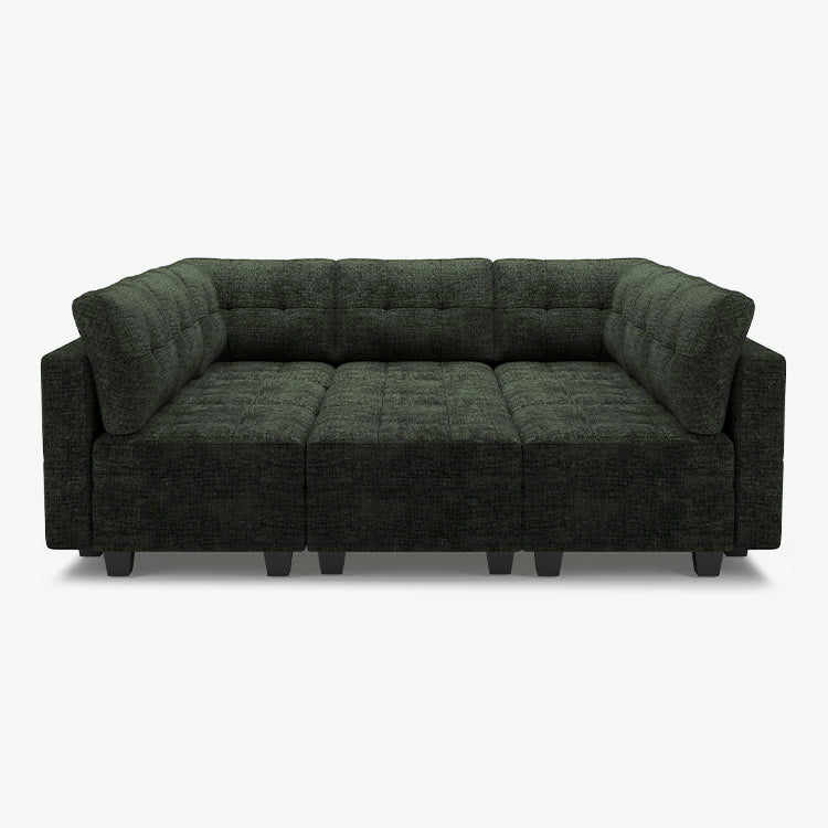 Belffin 9 Seats + 9 Sides Modular Chenille Tufted Sleeper Sofa with Storage Seat