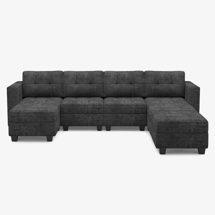Graphite-Gray-/-Chenille-7-Seat-U-Shaped-Open-Sectional