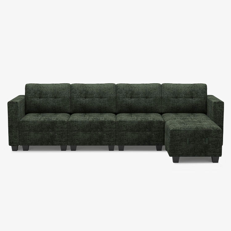 Belffin 5 Seats + 6 Sides Modular Chenille Tufted Sofa with Storage Seat