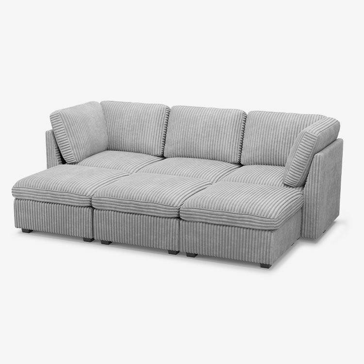 Belffin 6 Seats + 5 Sides Oversized Modular Wide-Ribbed Corduroy Sleeper Sofa with Large Storage Seat