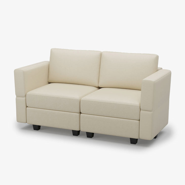 Belffin 2 Seats + 4 Sides Modular Leather Loveseat Sofa with Storage Seat