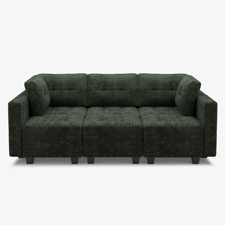 Belffin 6 Seats + 7 Sides Modular Chenille Tufted Sleeper Sofa with Storage Seat