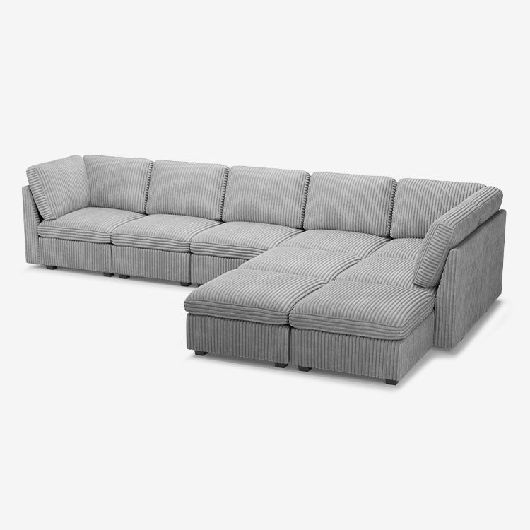 Belffin 9 Seats + 8 Sides Oversized Modular Wide-Ribbed Corduroy Sofa with Large Storage Ottoman