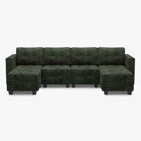 Moss-Green-/-Chenille-6-Seat-U-Shaped-Open-Sectional