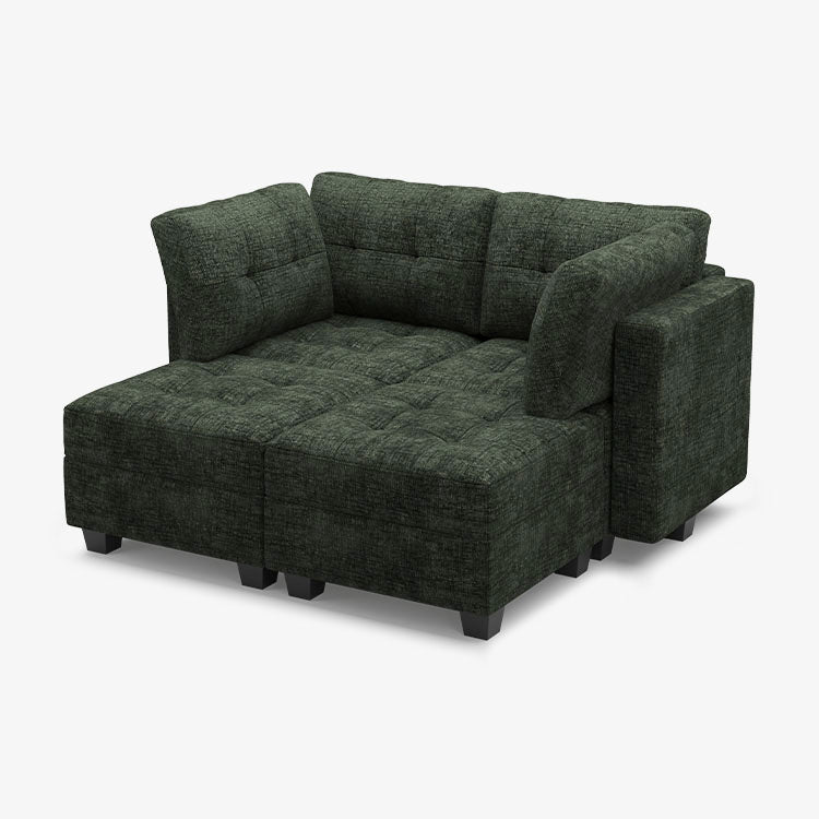 Belffin 4 Seats + 4 Sides Modular Sleeper Chenille Tufted Sofa with Storage Seat