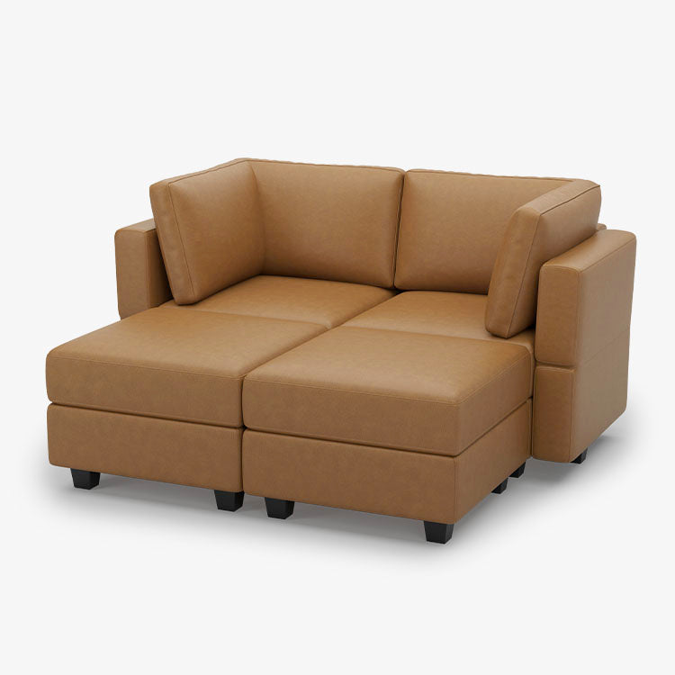 Belffin 4 Seats + 4 Sides Modular Sleeper Leather Sofa with Storage Seat