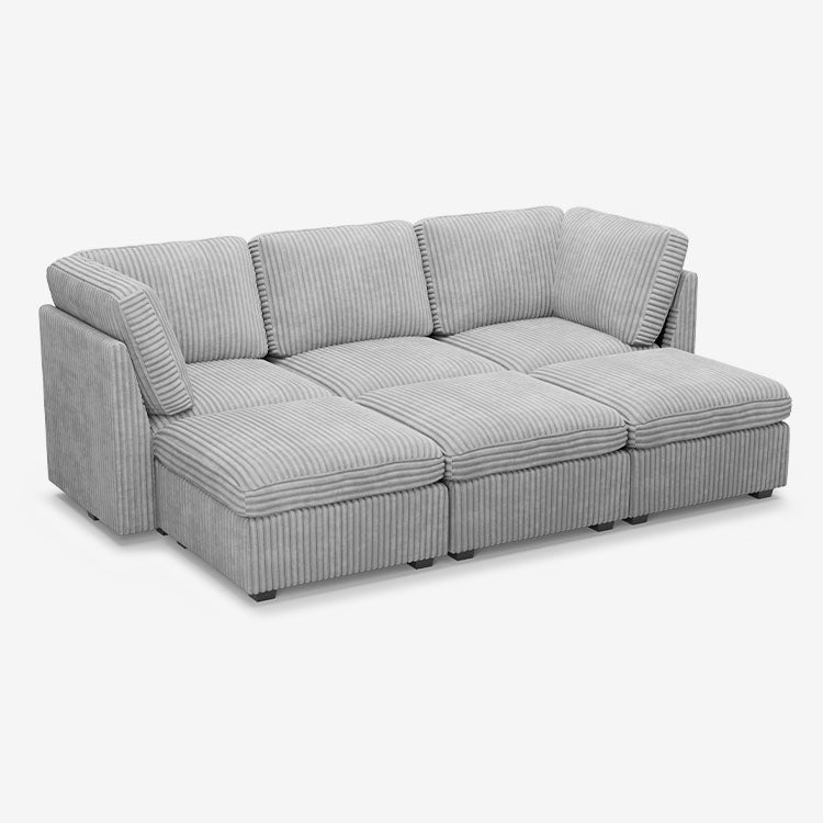 Belffin 6 Seats + 5 Sides Oversized Modular Wide-Ribbed Corduroy Sleeper Sofa with Large Storage Seat