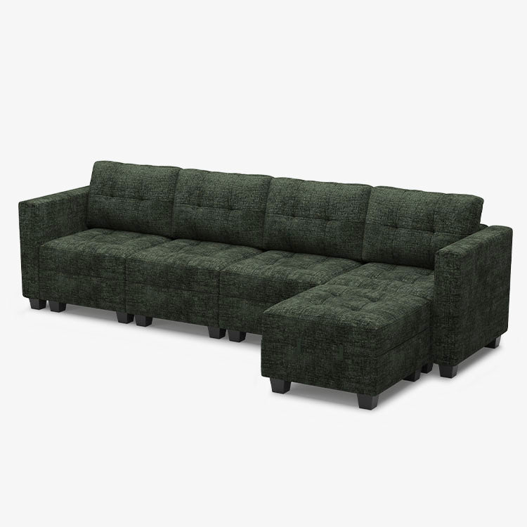 Belffin 5 Seats + 6 Sides Modular Chenille Tufted Sofa with Storage Seat