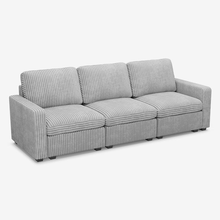 Belffin 3 Seats + 5 Sides Modular Wide-Ribbed Corduroy Sofa with Large Storage Seat