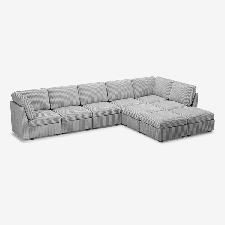 Belffin 9 Seats + 8 Sides Oversized Modular Wide-Ribbed Corduroy Sofa with Large Storage Ottoman