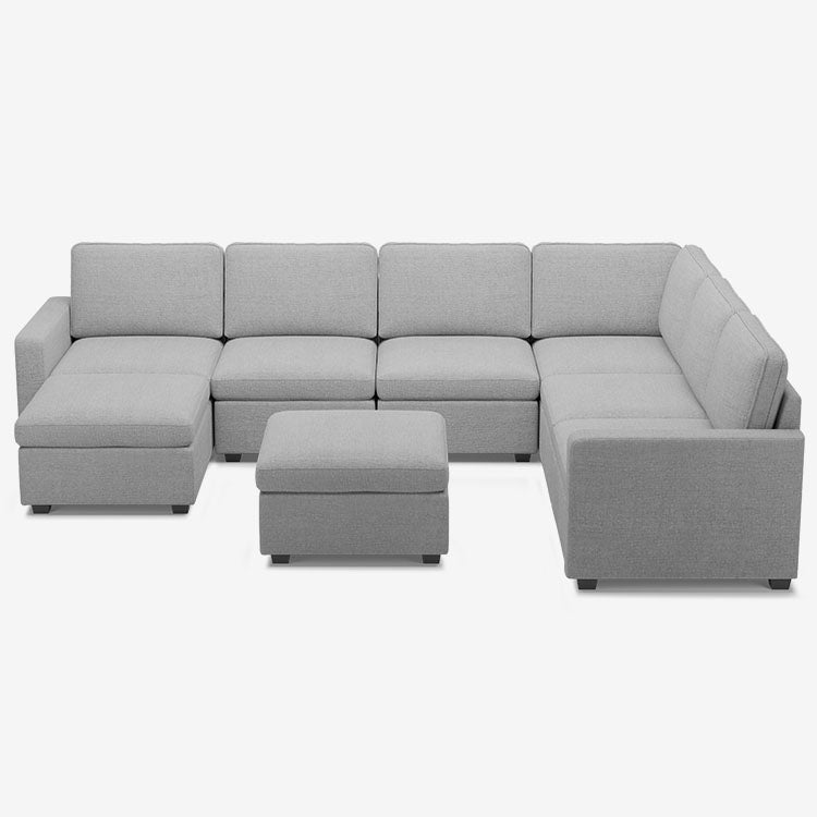 Belffin 7 Seats + 9 Sides Oversized Modular Chenille Cloud Sofa with Large Storage Ottoman