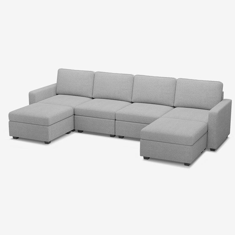 Belffin 6 Seats + 6 Sides Oversized Modular Chenille Cloud Sofa with Large Storage Seat