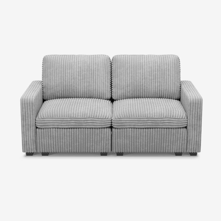 Belffin 2 Seats + 4 Sides Oversized Modular Wide-Ribbed Corduroy Loveseat Sofa with Large Storage Seat