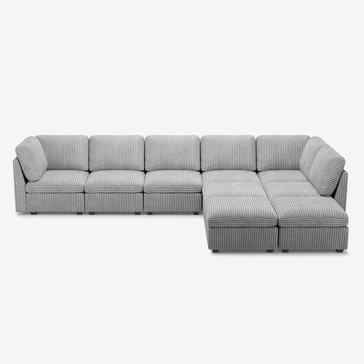 Belffin 9 Seats + 8 Sides Oversized Modular Wide-Ribbed Corduroy Sofa with Large Storage Ottoman