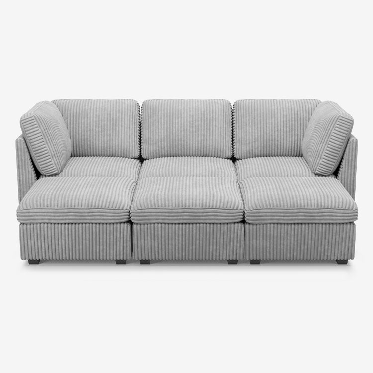 Belffin 6 Seats + 5 Sides Oversized Modular Wide-Ribbed Corduroy Sleeper Sofa with Large Storage Seat