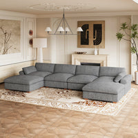Silver-Grey-/-Chenille-6-Seat-U-Shaped-Sectional