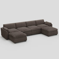 Mink-Brown-/-Corduroy-6-Seat-U-Shaped-Open-Sectional