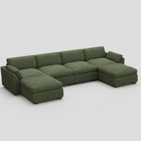 Olivewood-Green-/-Corduroy-6-Seat-U-Shaped-Open-Sectional