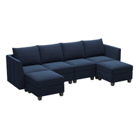 Navy-Blue-/-Velvet-6-Seat-U-Shaped-Open-Sectional