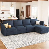 Navy-Blue-/-Velvet-5-Seat-L-Shaped-Sectional