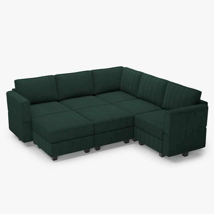 Belffin 7 Seats + 8 Sides Modular Wide Corduroy Sofa with Storage Seat