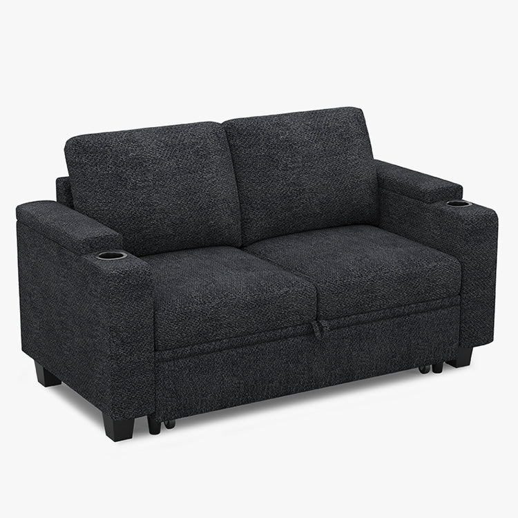 Belffin Modular 2 Seater Modular Chenille Pull-out Loveseat Sofa with Storage Seats