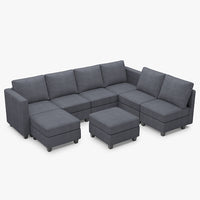 Pewter-Grey-/-Corduroy-8-Seat-U-Shaped-Sectional