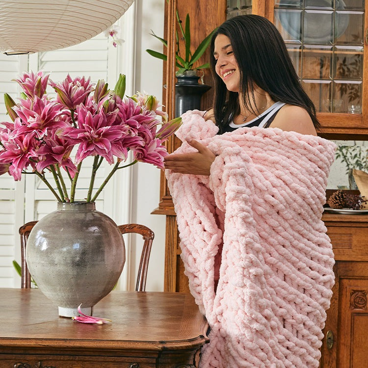 Belffin Soft Thick Yarn Cable Knit Blanket