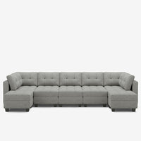 Pebble-Grey-/-Weave-12-Seat-Open-U-Shaped-Sectional