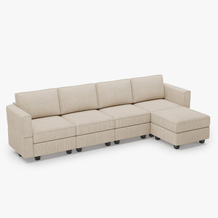 Belffin 4 Seats + 6 Sides Modular Wide Corduroy Sofa with Storage Seat