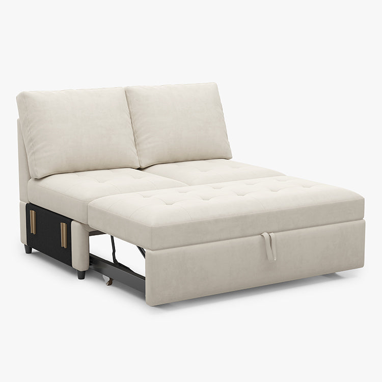 Cotton-Beige-/-Velvet-Module-Pullout-Loveseat