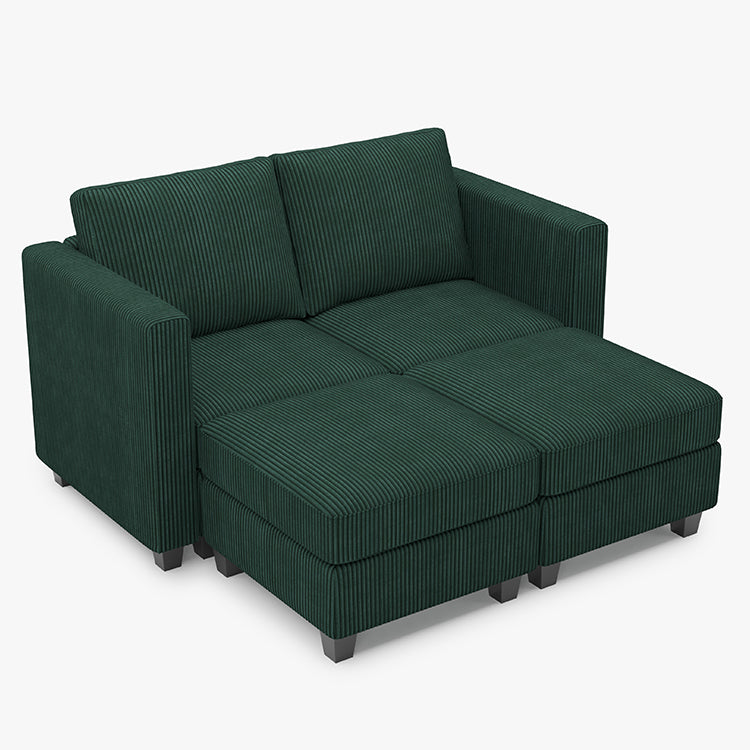 Seaweed-Green-/-Corduroy-4-Seat-Pit-Sectional