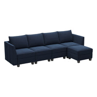 Navy-Blue-/-Velvet-5-Seat-L-Shaped-Sectional