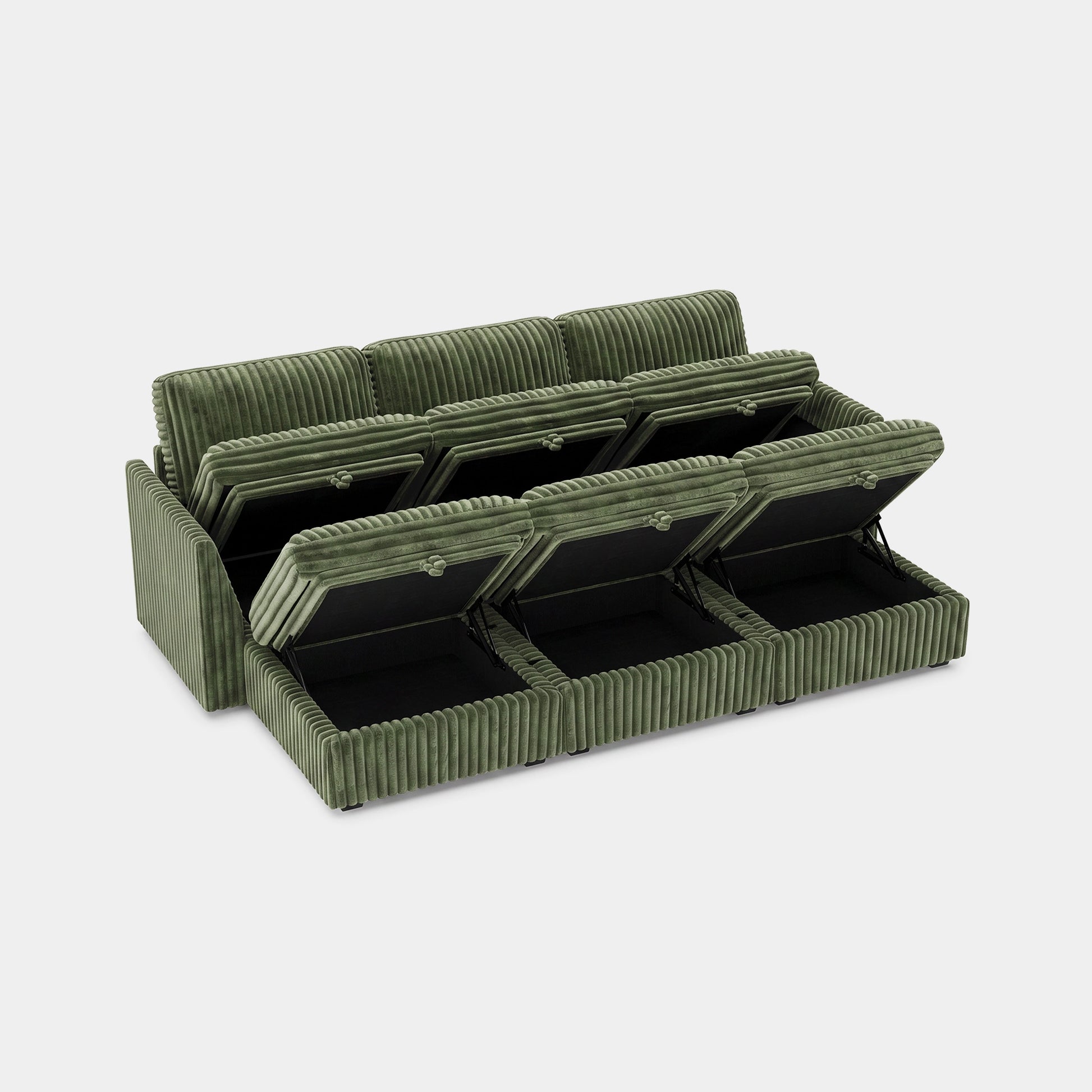 Olivewood-Green-/-Corduroy-6-Seat-Open-Pit-Sectional