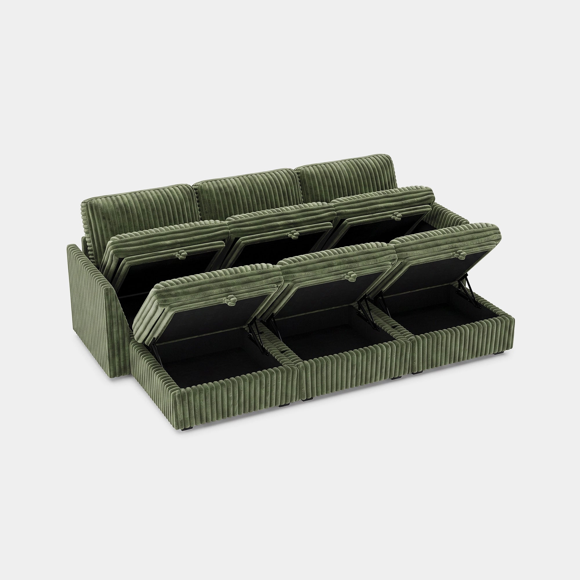 Olivewood-Green-/-Corduroy-6-Seat-Open-Pit-Sectional